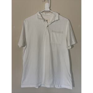 Folk Clothing Ivory Cream 100% Cotton Short Sleeve Casual Polo Shirt Men 4 Large